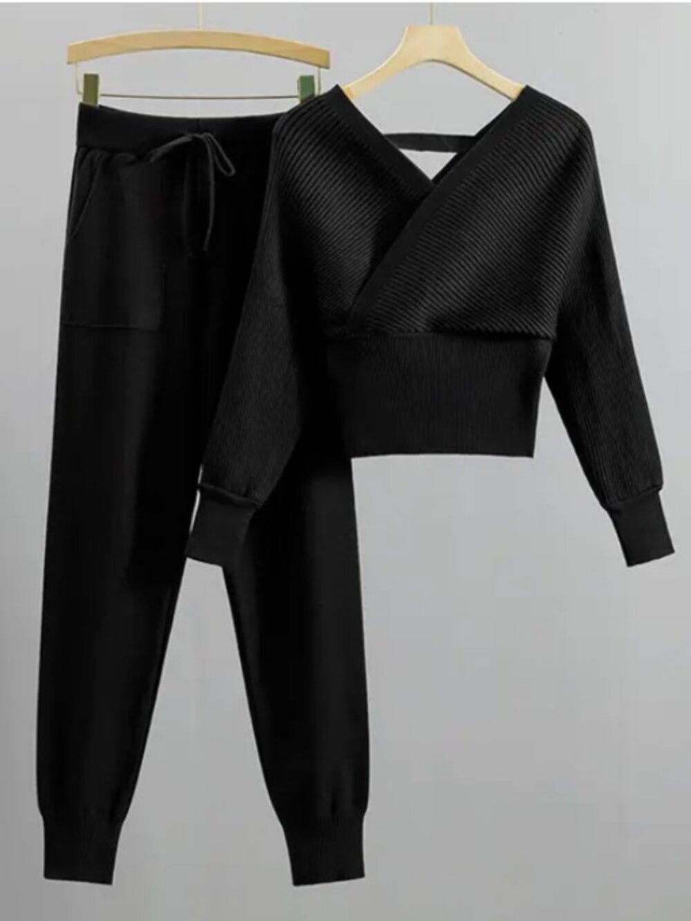 Off the Shoulder Sweater Rib Knit Cozy Lounge Set